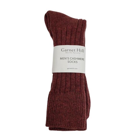 Mens Ribbed 81% Cashmere Mid Calf Socks 10-13 Warm Cozy Garnet Hill Luxury Rust - Picture 2 of 6